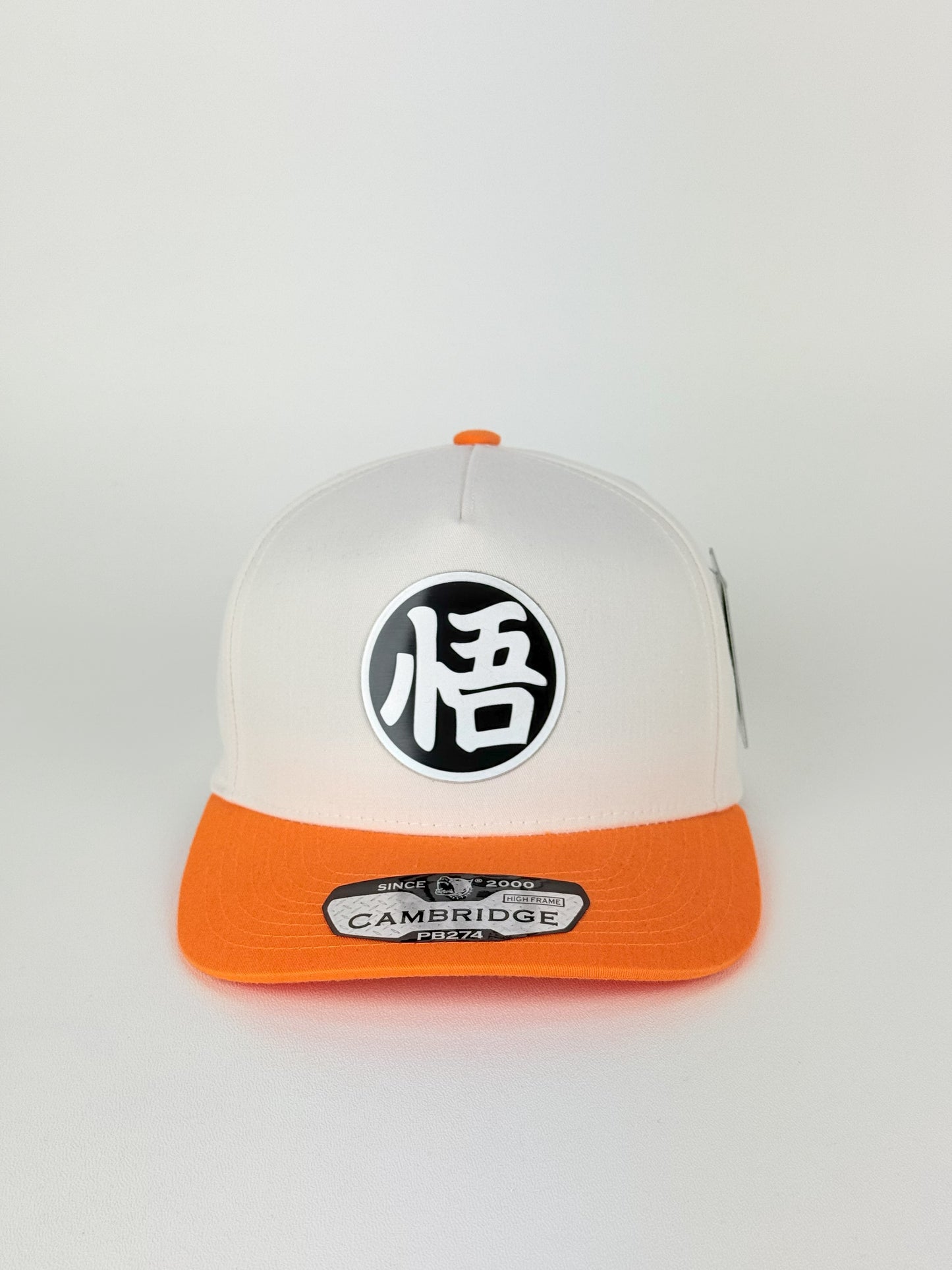 Goku Kanji Trucker Hat – High Frame (Cream/Orange)