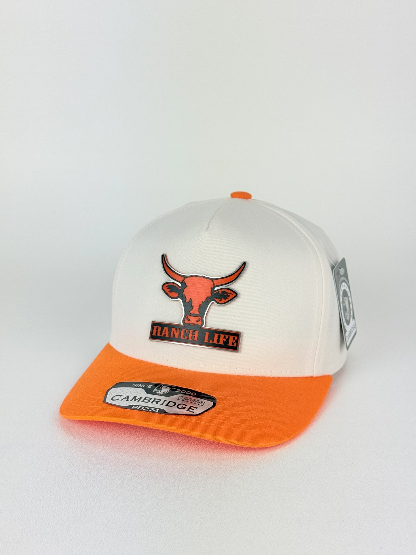 Ranch Life Trucker Hat – PB274 High Frame (Cream/Orange)