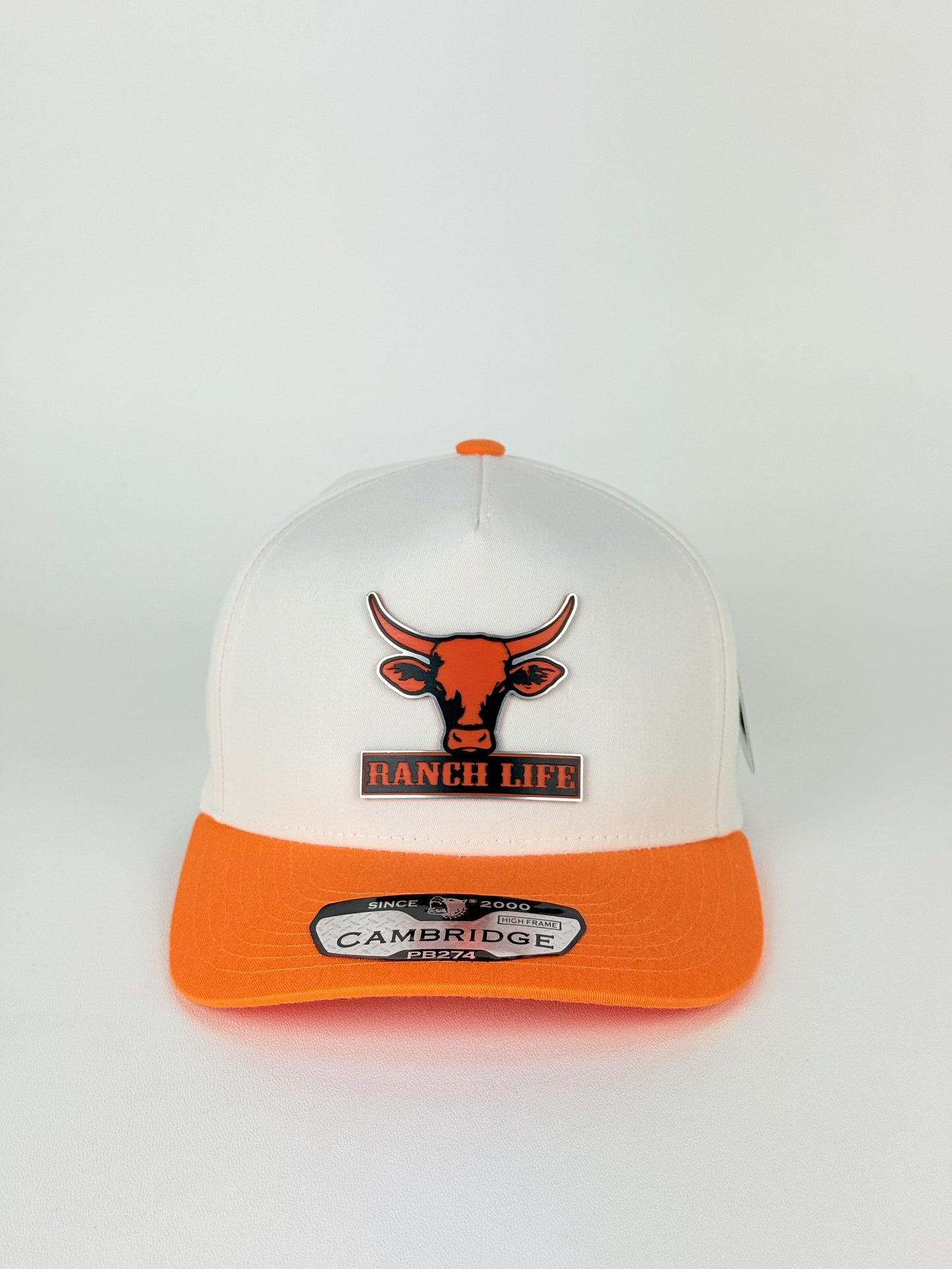 Ranch Life Trucker Hat – PB274 High Frame (Cream/Orange)